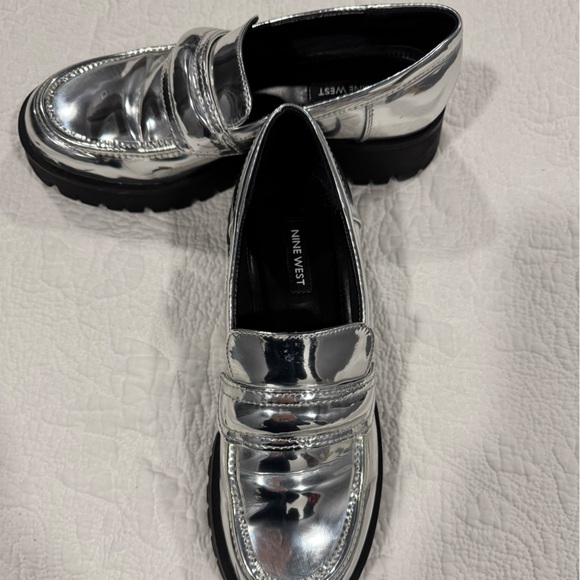 Nine West Shoes - Nine West Metallic Silver Loafers